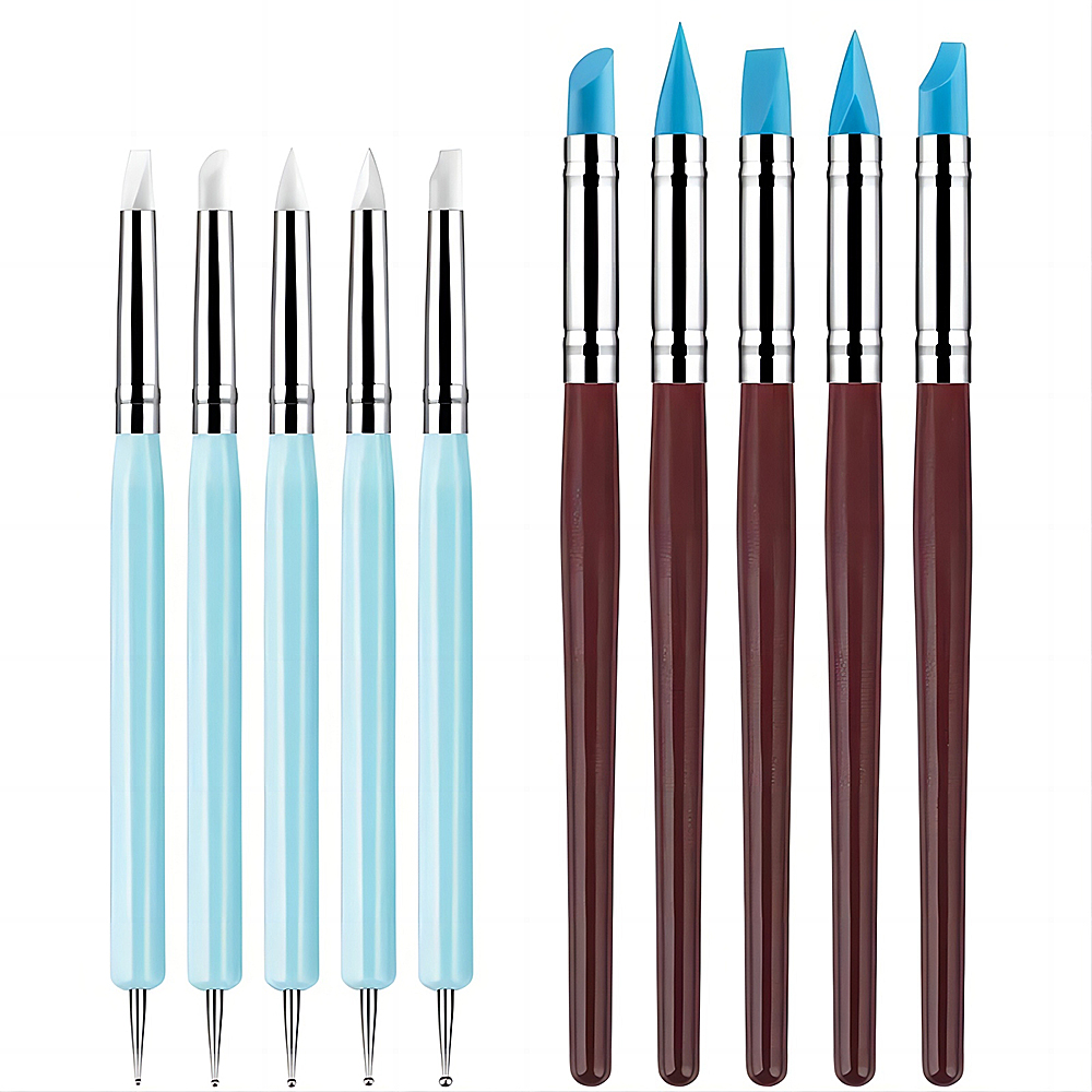 Nail Art Dotting Tool - 5/10 قطعة أدوات النحت الطين السيليكون